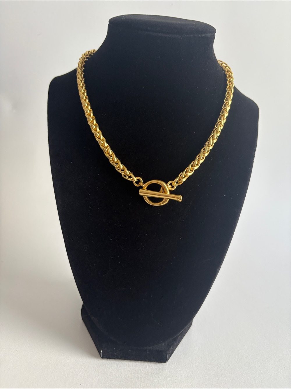 Gold Toggle Chain Necklace Braided Link Statement Women Jewelry
